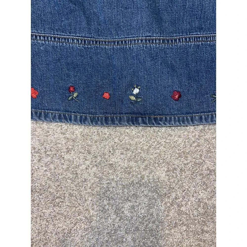 Vintage Gap Jean Dress Jumper Embroidered‎ Flowers Girls Sz S Y2K